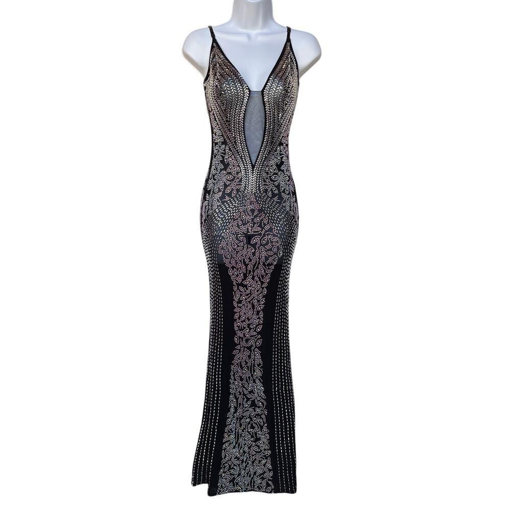 Touchdolls Bejeweled Embellished Stretch Mesh Maxi Dress size S - fits like XS